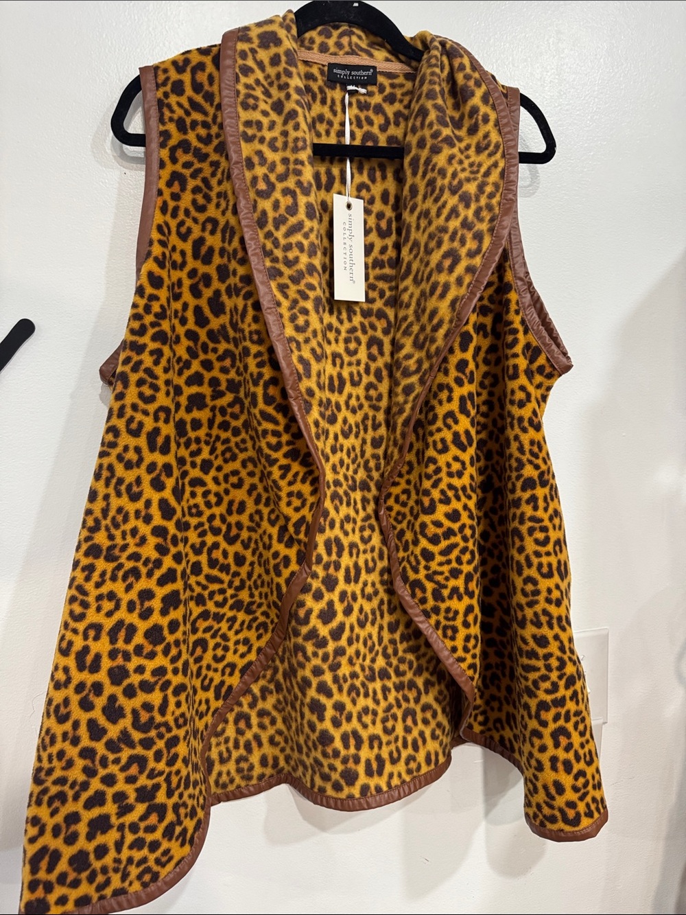 Simply Southern Leopard Print Faux-Fur Vest in Yellow and Brown
